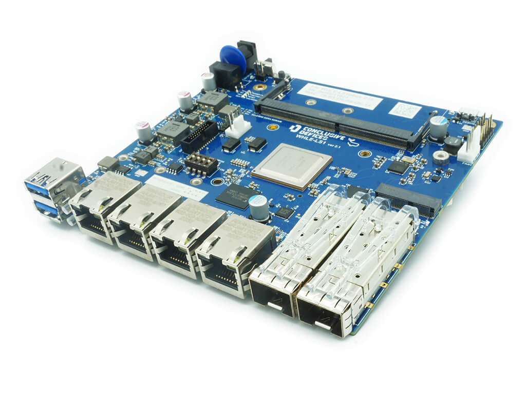 Whale-LS1 Single Board Computer in an angled view with a radiator attached